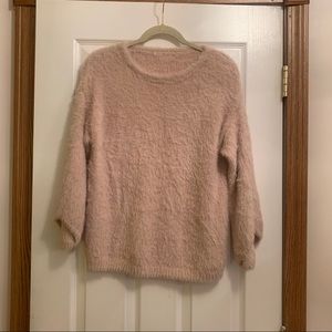 Red herring pink eye lash cozy 3/4 sleeve pullover sweater